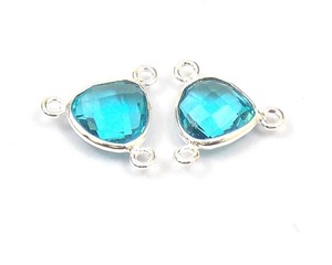 Nouveau design à triple sangle pour topaze bleue, quartz et pierres précieuses naturelles multiples, en argent sterling avec finition or/argent, monture en forme de cœur - Product Image 6