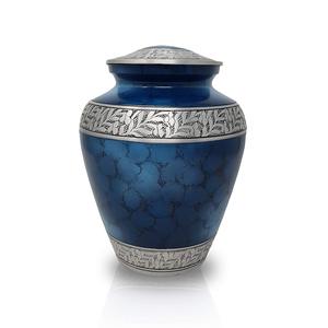 Urne de crémation classique avec bande agréable de couleur argent conteneur de cendres humaines pures adultes de qualité supérieure urnes funéraires en métal durables - Product Image 4