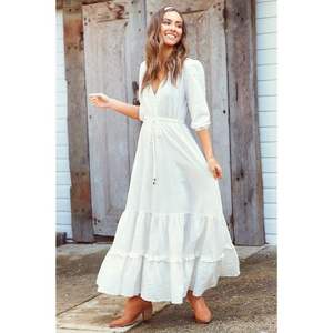 Boho Hippie Women Beachwear Bohemian Summer Wear 100% Cotton Plain Dye Free Size <b>Long</b> Maxi <b>Dress</b> - Product Image 1