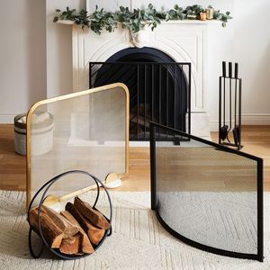 Soporte para troncos de chimenea en estante de metal negro Almacenamiento de troncos elegante y duradero para accesorios de chimenea para el hogar - Product Image 5