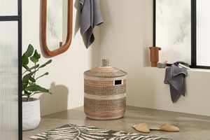 Oneup — panier en laine blanche écologique avec poignée, corbeille à linge de mer fait main, avec poignée, fabriqué en vietnam - Product Image 5