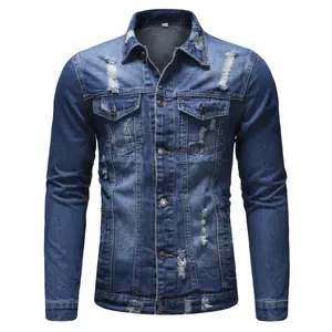 Áo Khoác Bò Cho Nam, Áo Khoác Denim Rách Phong Cách Cao Bồi 9008