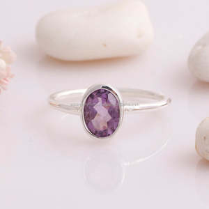 Bague en pierre d'améthyste naturelle, 925 argent Sterling améthyste, bijou fait à la main en or vergaine plaqué or indien - Product Image 1