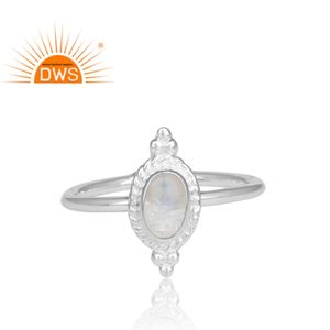 Anillo apilable de piedra de Luna arcoíris Natural de plata de ley fina superventas para fabricante de joyería de mujer - Product Image 3