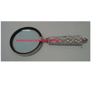 Loupe à poignée artificielle en argent inoxydable, Vintage - Product Image 1