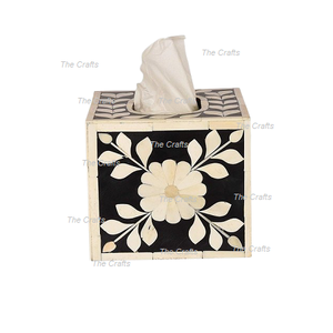 Caja de almacenamiento de pañuelos de calidad premium en madera con incrustaciones para uso en el hogar y la cocina. - Product Image 6