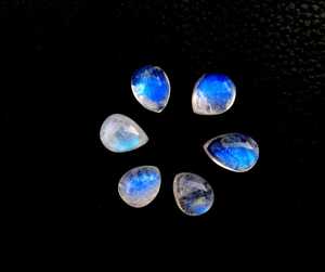 Good Quality 6 Pieces Natural <b>Rainbow</b> Moonstone Loose Gemstone Smooth Pear Shape Cabochons Wholesale - Product Image 3