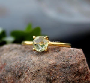 Lemon Quartz อัญมณีแหวน925เงินสเตอร์ลิงที่สวยงาม Handmade ทองชุบแฟชั่นเครื่องประดับ - Product Image 1