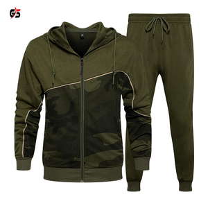 Chándal de camuflaje para hombre, conjunto de 2 piezas para correr con logotipo personalizado, forro polar de algodón, OEM, precio barato, venta de fábrica - Product Image 3