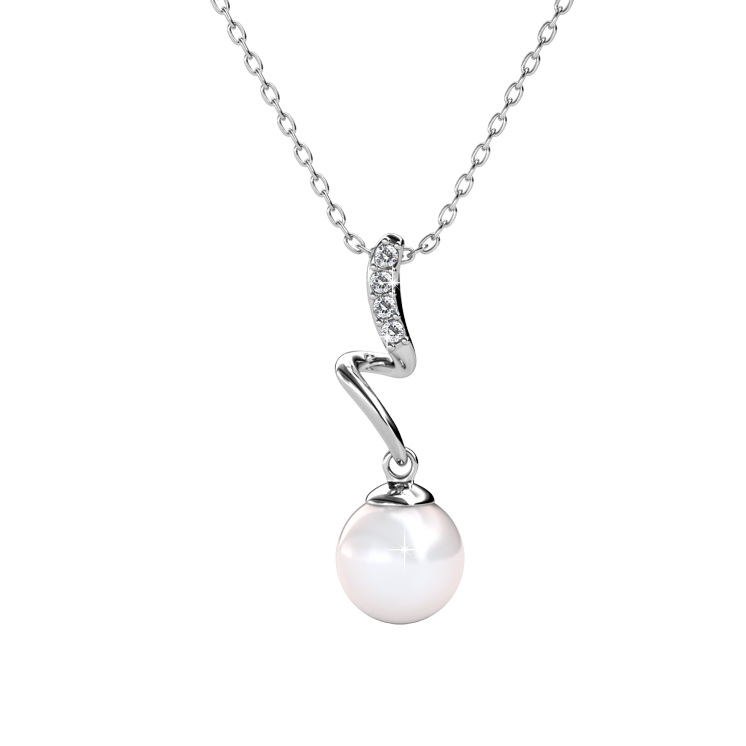 parel hanger met ketting in zilver