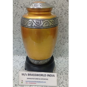 Suministros funerarios de cremación con grabado de hoja de aluminio, urna de cremación de alta calidad, Brassworld, India - Product Image 1