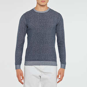 Maglione da uomo di Design italiano con collo invertito maniche lunghe modello solido-100% cotone tinto ODM fornitura - Product Image 1