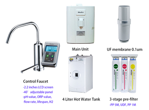 Générateur d'eau alcaline ionisée à hydrogène monté sur robinet, ORP max -450 mV, pH 5,5-9,5, débit max 5,5 L/min, certifié TUV/ISO13485 - Product Image 4