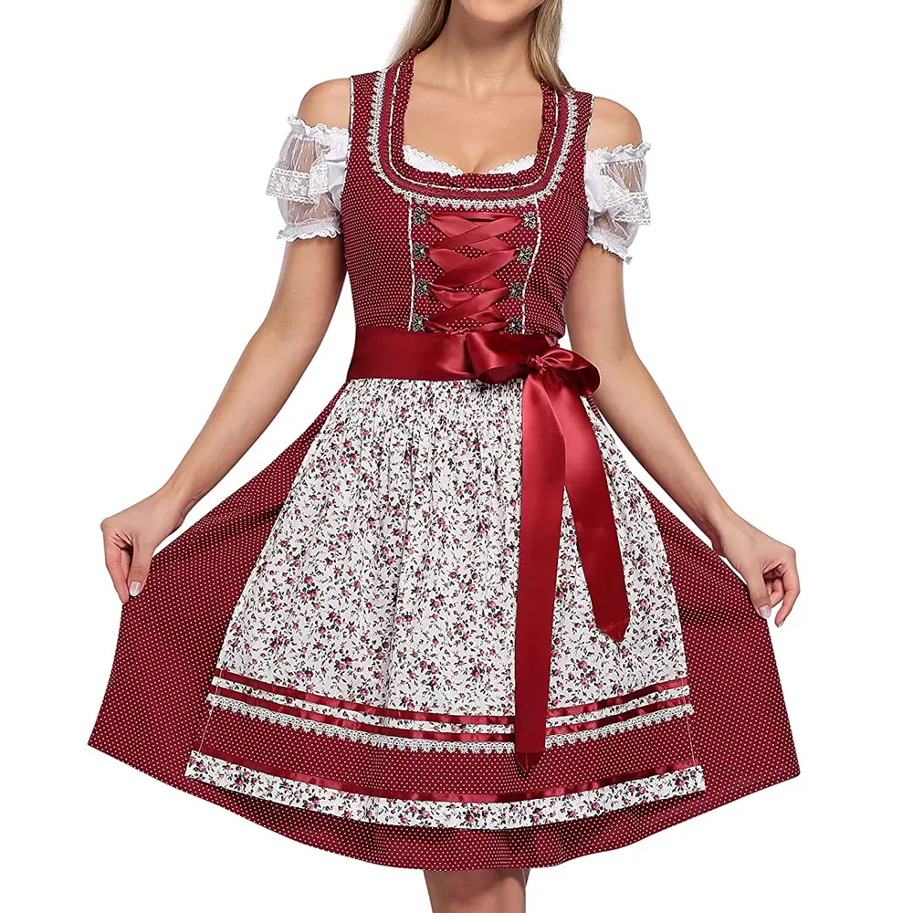 Belle robe brodée pour femme, vêtements en coton allemand et Polyester personnalisé