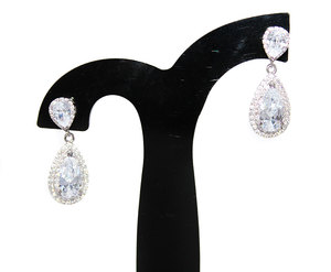 New Arrival Cubic Zircon Gemstone 925 <b>Solid</b> Sterling <b>Silver</b> Handmade Women Teardrop Romantic Drop <b>Earrings</b> Jewelry for Wholesale - Product Image 2
