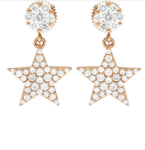 Pendientes de Aro con Estrella para Niñas en Oro Amarillo de 10K con Diamantes Naturales de Corte Brillante Redondo de 0.30ctw, Diseño Moderno - Product Image 1