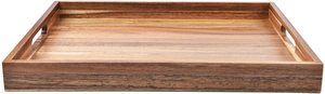 Plateau de service carré en bois d'acacia brun naturel avec finition noyer mural par KSN Modèle KSN-TY-01 OEM/ODM disponible - Product Image 2