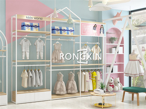 बुटीक फर्नीचर खुदरा स्टोर लकड़ी के बच्चों शेल्फ कपड़े की दुकान सजावट खुदरा बच्चों कपड़े की दुकान डिजाइन प्रदर्शन अलमारियों - Product Image 2
