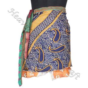 Mini Skirts Bohemian Silk Sari Mini Skirt Magic Wrap Mini Skirt Indian Vintage Gypsy <b>Hippie</b> Boho Indian Retro Silk Casual Magic - Product Image 2