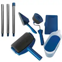 Conjunto de rolos de pintura profissional, kit de pinturas profissionais com 6 peças, rolo para pintura na parede, corredor pro (azul), 2022