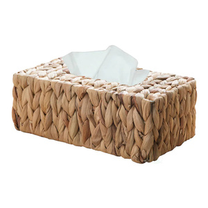 Lovely Rectangle Natural Water Hyacinth Wicker Tissue Box Holder/ Cover Home Decoration Wholesale