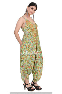 Combinaison d'été pour femmes, imprimé en soie et viscose, style bohème, pantalon ample, combinaison de plage pour femmes - Product Image 3