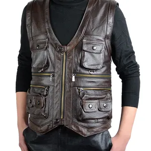 Best Selling <b>Men</b> PU Leather in Different Style for <b>Men</b> Solid Color for <b>Men</b> Leather <b>Vest</b> - Product Image 1