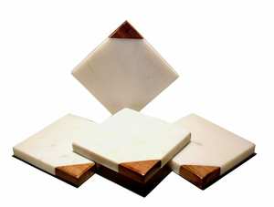 Sous-verre en pierre en bois de marbre Ensemble de sous-verre pour la fête pour boire de l'eau utiliser sous-verre pour tapis et tampons - Product Image 6