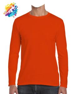 T-shirts en gros à prix avantageux, Nouveau style 2026 T-shirt orange col rond pour homme à manches longues - Product Image 1