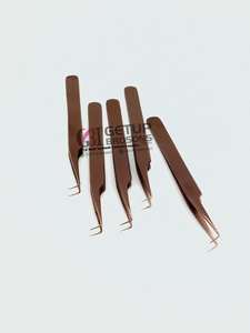 Nuevas pinzas profesionales de Extensión de pestañas de acero inoxidable de 90 grados, oro rosa liso con logotipo personalizado, instrumento de belleza - Product Image 6