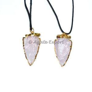 Quartz Rose De Flèche Plaquée Collier - Product Image 1