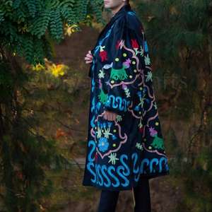 Alta calidad Kimono largo bata mujeres decorado con bordado de seda Chaqueta larga para damas - Product Image 3