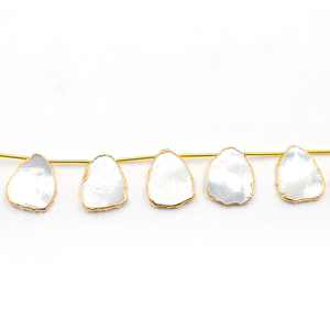 เปลือกหอยมุก14-16มม. เครื่องประดับทองเหลืองรูปทรงไม่สม่ำเสมอลูกปัด9เส้นพร้อมชุบทองเจาะด้านข้าง - Product Image 2