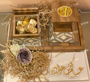 Caja de Mubkhar con incrustaciones de nácar a precio barato especial Eid con juego de bandejas Quemador Bakhoor Madkhan/Bandeja para servir - Product Image 3