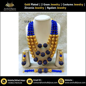 Conjunto de Joyería de Senegal, Collar y Aretes, Conjunto de Joyería Africana, Chapado en Oro - Product Image 5