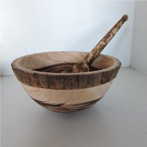 Bol de vaisselle en bois d'acacia de conception artisanale indienne avec cuillère bol de service alimentaire pour Restaurant hôtel maison mariage - Product Image 2