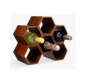 ชั้นวางไวน์ไม้มะม่วงรังผึ้ง6ขวดสีธรรมชาติขายส่งจากโรงงาน - Product Image 2