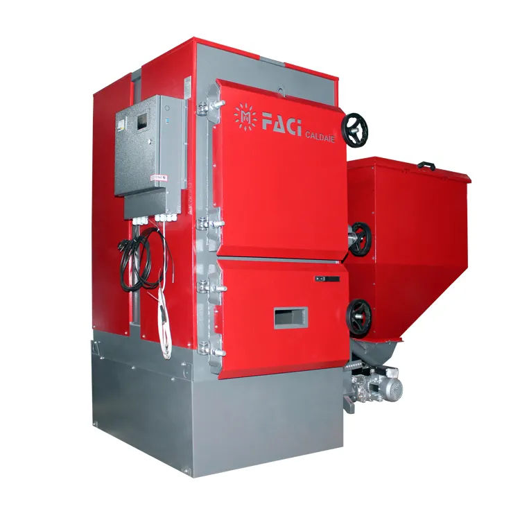 Pellet boiler Faci 130 kw with touch control system types of fuel pellets, firewood, coal fraction up to 25 mm, heating boiler