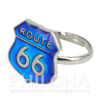 Anillo de estado de ánimo activado por temperatura con bisel de aleación de estaño estilo Route 66, nuevo modelo Philcha A1172, tamaño ajustable, unisex, para fiestas infantiles