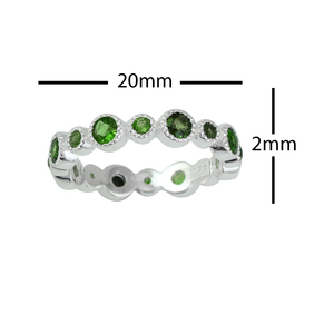 Chrome Diopside พลอยสีเขียว Eternity Band,แหวนเงินบริสุทธิ์ S925น้อยที่สุดเครื่องประดับน้ำหนักเบาสำหรับสวมใส่ตามฤดูกาล - Product Image 2