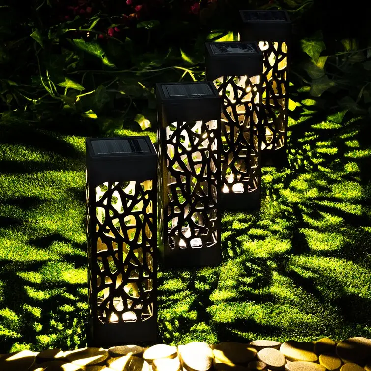 Yellow LED Solar Outdoor Garden Decoration Waterproof Hollow Out Lawn Light Path Light Outdoor Led Garaden Decorative Lamp