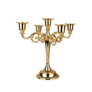 Candelabro de 5 brazos de diseño atractivo en color dorado para bodas y eventos, de fabricante en artesanías para el hogar. - Product Image 1