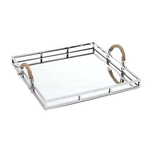 Assiette en cuivre faite à la main au design antique, plateau de service en miroir, plateau rectangulaire en métal fantaisie, plat de service en gros - Product Image 4