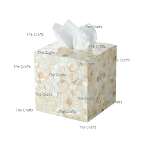 Juego de dos cajas de servilletas de madera con caja de pañuelos de nácar caja de pañuelos de forma cuadrada para decoración del banquete de boda - Product Image 4