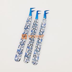 แหนบถอนขนตา90องศาทำจากสเตนเลสทนทานสำหรับขนตาแบบคลาสสิกและขนาดใหญ่พิมพ์ลายผีเสื้อ - Product Image 4