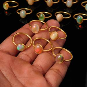 Anillo de ópalo negro Australiano para la nariz, bandeja de café y té etíope indio, collar de ópalo natural, anillo Vermeer dorado, negro etíope - Product Image 6