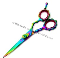 Tijeras de adelgazamiento de cabello para zurdos con diseño de corazón, mango de acero y acero inoxidable con hoja recta afilada