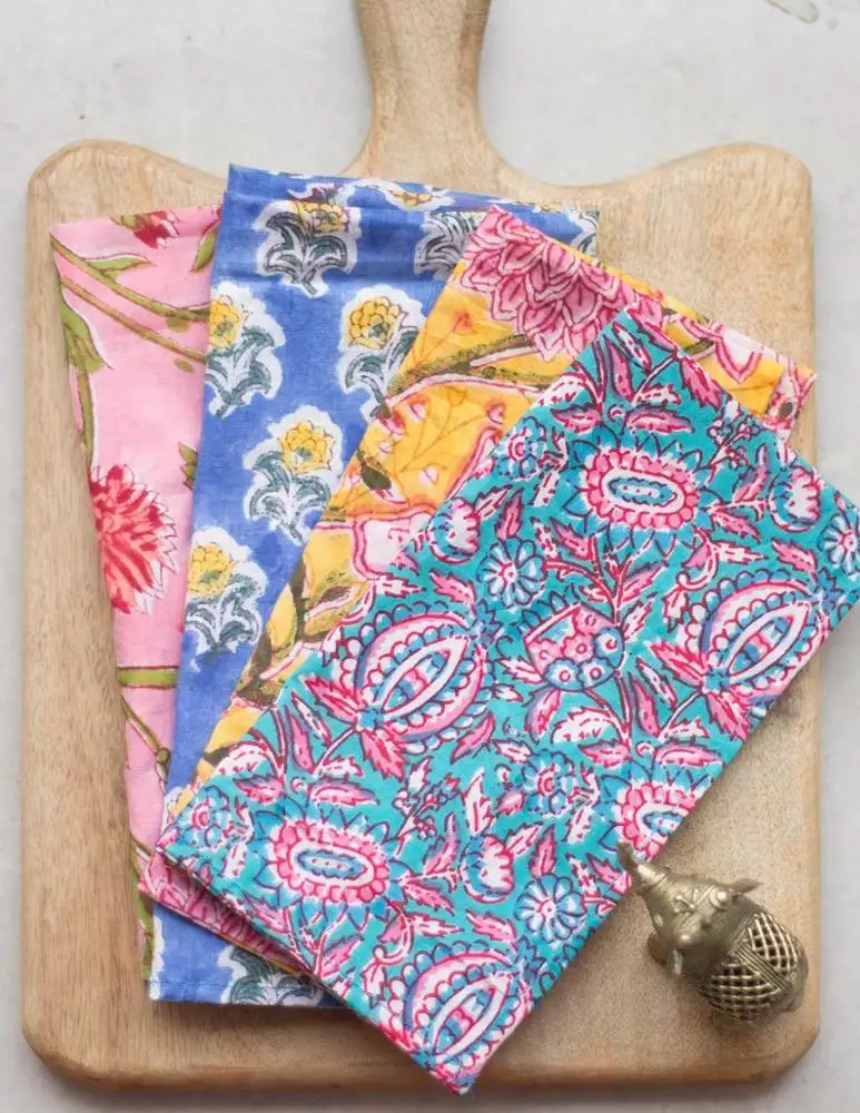 18x18 см индийская хлопковая скатерть с ручным принтом