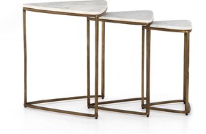 Mesa auxiliar moderna de mármol con marco de Metal, Juego de 3 para cenar en casa, cama, hoteles, restaurantes, bares, mesas de café, uso en la sala de estar - Product Image 4