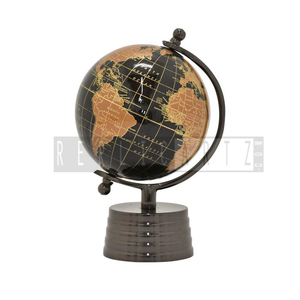 Globo Terráqueo Ejecutivo Negro y Dorado |   Esfera Geográfica Decorativa, Adorno de Mesa para Oficina, Hogar, Biblioteca, Decoración de Interiores - Product Image 1